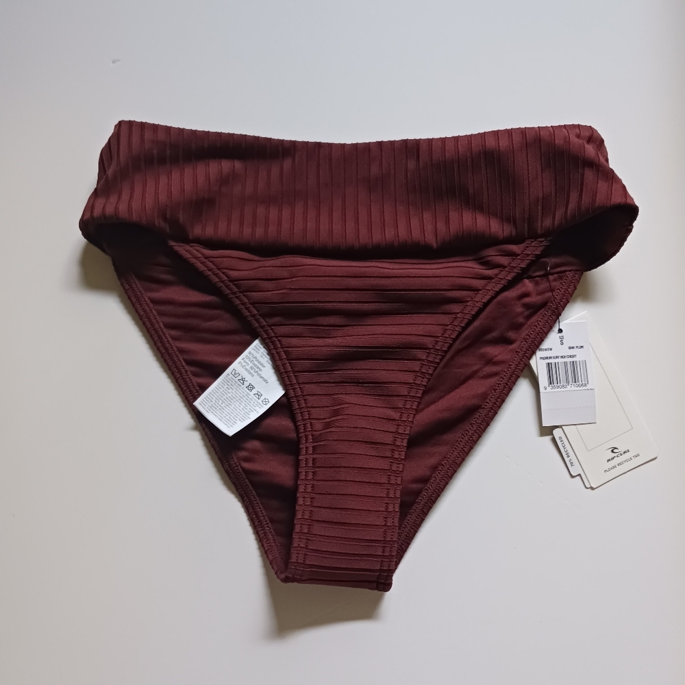 4X$30 Rip  Curl Maroon Ribbed Bikini  Bttoms / Panty. SZ S NWT Women